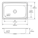 Elkay Celebrity Stainless Steel 33" x 22" x 7", 0-Hole Single Bowl Drop-in Sink
