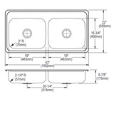 Elkay Celebrity Stainless Steel 43" x 22" x 6-7/8" 3-Hole Equal Double Bowl Drop-in Sink