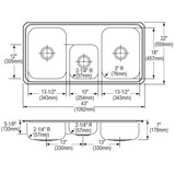 Elkay Celebrity Stainless Steel 43" x 22" x 7", 2-Hole Triple Bowl Drop-in Sink