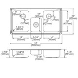 Elkay Celebrity Stainless Steel 43" x 22" x 7-1/8" 4-Hole Triple Bowl Drop-in Sink