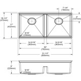 Elkay Crosstown 16 Gauge Workstation Stainless Steel, 31-1/2" x 18-1/2" x 9" Equal Double Bowl Sink Kit with Aqua Divide
