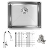 Elkay Crosstown 18 Gauge Stainless Steel 22-1/2" x 18-1/2" x 9" Single Bowl Undermount Sink & Faucet Kit with Bottom Grid & Drain
