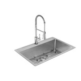 Elkay Crosstown 18 Gauge Stainless Steel 33" x 22" x 9" 1-Hole Single Bowl Dual Mount Sink Kit with Faucet