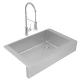 Elkay Crosstown 18 Gauge Stainless Steel 35-7/8" x 20-1/4" x 9" Single Bowl Farmhouse Sink & Faucet Kit with Drain