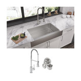 Elkay Crosstown 18 Gauge Stainless Steel 35-7/8" x 20-1/4" x 9" Single Bowl Farmhouse Sink & Faucet Kit with Drain