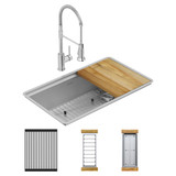 Elkay Crosstown 18 Gauge Workstation Stainless Steel 31-1/2" x 18-1/2" x 9" Single Bowl Undermount Sink & Faucet Kit