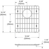 Elkay Crosstown Stainless Steel 12-3/4" x 14-1/4" x 1-1/4" Bottom Grid