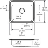 Elkay CuVerro Antimicrobial Copper 22" x 19-1/2" x 6-1/2" 3-Hole Single Bowl Drop-in ADA Sink