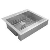 Elkay Dart Canyon Stainless Steel 29-7/8" x 27-1/4" x 9-5/8" 1-Hole Single Bowl Farmhouse ADA Workstation Sink with 4-13/16" Deep Work Shelf