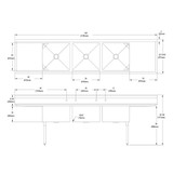 Elkay Dependabilt Stainless Steel 124" x 29-13/16" x 43-3/4" 16 Gauge Three Compartment Sink w/ 24" Left and Right Drainboards & Stainless Steel Legs