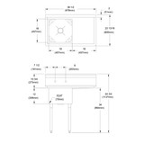 Elkay Dependabilt Stainless Steel 38-1/2" x 23-13/16" x 44-3/4" 16 Gauge One Compartment Sink w/ 18" Right Drainboard and Stainless Steel Legs