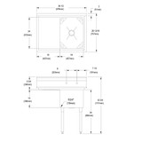 Elkay Dependabilt Stainless Steel 38-1/2" x 29-13/16" x 43-3/4" 16 Gauge One Compartment Sink w/ 18" Left Drainboard and Stainless Steel Legs