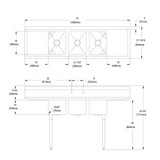Elkay Dependabilt Stainless Steel 72" x 21-13/16" x 43-3/4" 16 Gauge Three Compartment Sink w/ 16" Left and Right Drainboards and Stainless Steel Legs