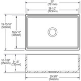 Elkay Fireclay 30" x 19-15/16" x 9-1/8" Single Bowl Farmhouse Sink Gray