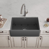Elkay Fireclay 30" x 19-15/16" x 9-1/8" Single Bowl Farmhouse Sink Kit with Filtered Faucet Matte Gray