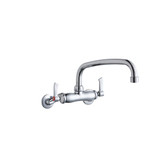 Elkay Foodservice 3-8" Adjustable Centers Wall Mount Faucet w/10" Arc Tube Spout 2" Lever Handles 2" Inlet Chrome