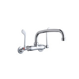 Elkay Foodservice 3-8" Adjustable Centers Wall Mount Faucet w/10" Arc Tube Spout 6" Wristblade Handles 2" Inlet