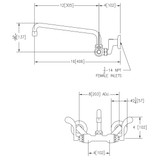 Elkay Foodservice 3-8" Adjustable Centers Wall Mount Faucet w/12" Arc Tube Spout 4" Wristblade Handles 2" Inlet