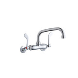 Elkay Foodservice 3-8" Adjustable Centers Wall Mount Faucet w/8" Arc Tube Spout 4" Wristblade Handles 2" Inlet