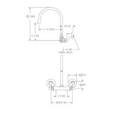 Elkay Foodservice 3-8" Adjustable Centers Wall Mount Faucet w/8" Gooseneck Spout 2" Lever Handles 2" Inlet Chrome