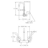 Elkay Foodservice 3-8" Adjustable Centers Wall Mount Faucet with 4" Gooseneck Spout 6" Wristblade Handles 2" Inlet