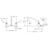 Elkay Foodservice 8" Centerset Wall Mount Faucet with 10" Arc Tube Spout 4in Wristblade Handles 1/2" Offset Inlets+Stop