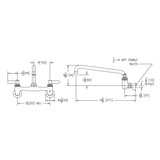 Elkay Foodservice 8" Centerset Wall Mount Faucet with 12" Arc Tube Spout 2" Lever Handles 1/2" Offset Inlets+Stop