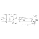 Elkay Foodservice 8" Centerset Wall Mount Faucet with 12" Arc Tube Spout 4" Wristblade Handles 1/2" Offset Inlets