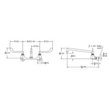 Elkay Foodservice 8" Centerset Wall Mount Faucet with 12" Arc Tube Spout 6" Wristblade Handles 1/2" Offset Inlets