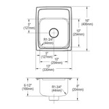 Elkay Lustertone Classic Stainless Steel 13" x 16" x 6-1/2", 0-Hole Single Bowl Drop-in ADA Sink with Perfect Drain