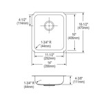 Elkay Lustertone Classic Stainless Steel 14" x 18-1/2" x 4-3/8", Single Bowl Undermount ADA Sink