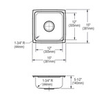 Elkay Lustertone Classic Stainless Steel 15" x 15" x 5-1/2", Single Bowl Drop-in Bar ADA Sink