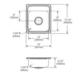 Elkay Lustertone Classic Stainless Steel 15" x 17-1/2" x 5-1/2" 2-Hole Single Bowl Drop-in ADA Sink