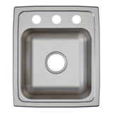 Elkay Lustertone Classic Stainless Steel 15" x 17-1/2" x 5-1/2" 3-Hole Single Bowl Drop-in ADA Sink