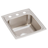 Elkay Lustertone Classic Stainless Steel 15" x 17-1/2" x 7-5/8", 3-Hole Single Bowl Drop-in Bar Sink with Quick-clip