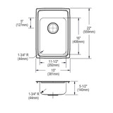 Elkay Lustertone Classic Stainless Steel 15" x 22" x 5-1/2" 2-Hole Single Bowl Drop-in ADA Sink