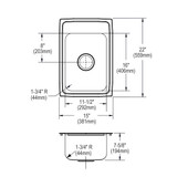 Elkay Lustertone Classic Stainless Steel 15" x 22" x 7-5/8", 1-Hole Single Bowl Drop-in Sink