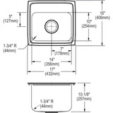 Elkay Lustertone Classic Stainless Steel 17" x 16" x 10-1/8" 2-Hole Single Bowl Drop-in Sink