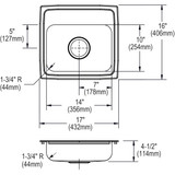 Elkay Lustertone Classic Stainless Steel 17" x 16" x 4-1/2", 3-Hole Single Bowl Drop-in ADA Sink