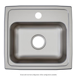 Elkay Lustertone Classic Stainless Steel 17" x 16" x 5-1/2" 2-Hole Single Bowl Drop-in ADA Sink