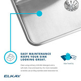 Elkay Lustertone Classic Stainless Steel 17" x 16" x 5-1/2", 2-Hole Single Bowl Drop-in ADA Sink with Quick-clip