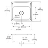 Elkay Lustertone Classic Stainless Steel 17" x 16" x 6-1/2", 1-Hole Single Bowl Drop-in ADA Sink with Perfect Drain