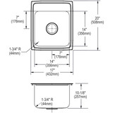 Elkay Lustertone Classic Stainless Steel 17" x 20" x 10-1/8" 3-Hole Single Bowl Drop-in Sink
