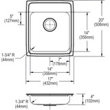 Elkay Lustertone Classic Stainless Steel 17" x 20" x 4" 1-Hole Single Bowl Drop-in ADA Sink