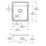 Elkay Lustertone Classic Stainless Steel 17" x 20" x 6-1/2" 1-Hole Single Bowl Drop-in ADA Sink with Perfect Drain