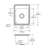 Elkay Lustertone Classic Stainless Steel 17" x 22" x 10-1/8", MR2-Hole Single Bowl Drop-in Sink