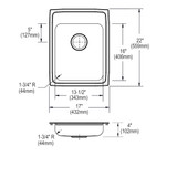 Elkay Lustertone Classic Stainless Steel 17" x 22" x 4" 2-Hole Single Bowl Drop-in ADA Sink