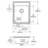Elkay Lustertone Classic Stainless Steel 17" x 22" x 6-1/2", 1-Hole Single Bowl Drop-in ADA Sink with Perfect Drain