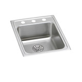 Elkay Lustertone Classic Stainless Steel 17" x 22" x 6-1/2", 2-Hole Single Bowl Drop-in ADA Sink with Perfect Drain
