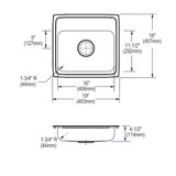 Elkay Lustertone Classic Stainless Steel 19" x 18" x 4-1/2", MR2-Hole Single Bowl Drop-in ADA Sink